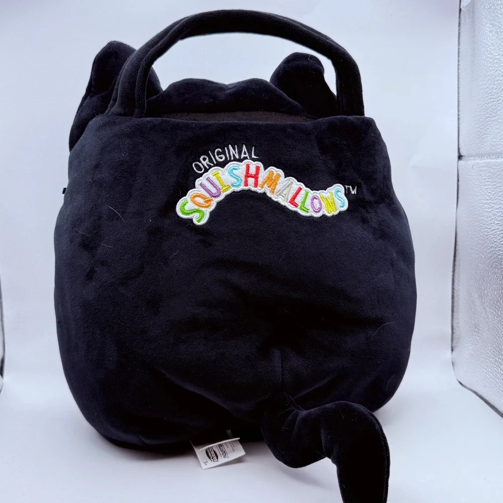 Squishmallows Halloween Scrapper Skeleton Cat Treat Bucket Black Blue‎ Plush Bag
